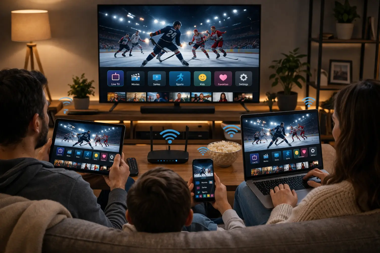Wall calendar next to a television showing a year of IPTV access