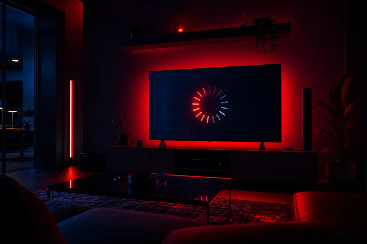 Television showing a dark screen while a channel is selected in an IPTV player