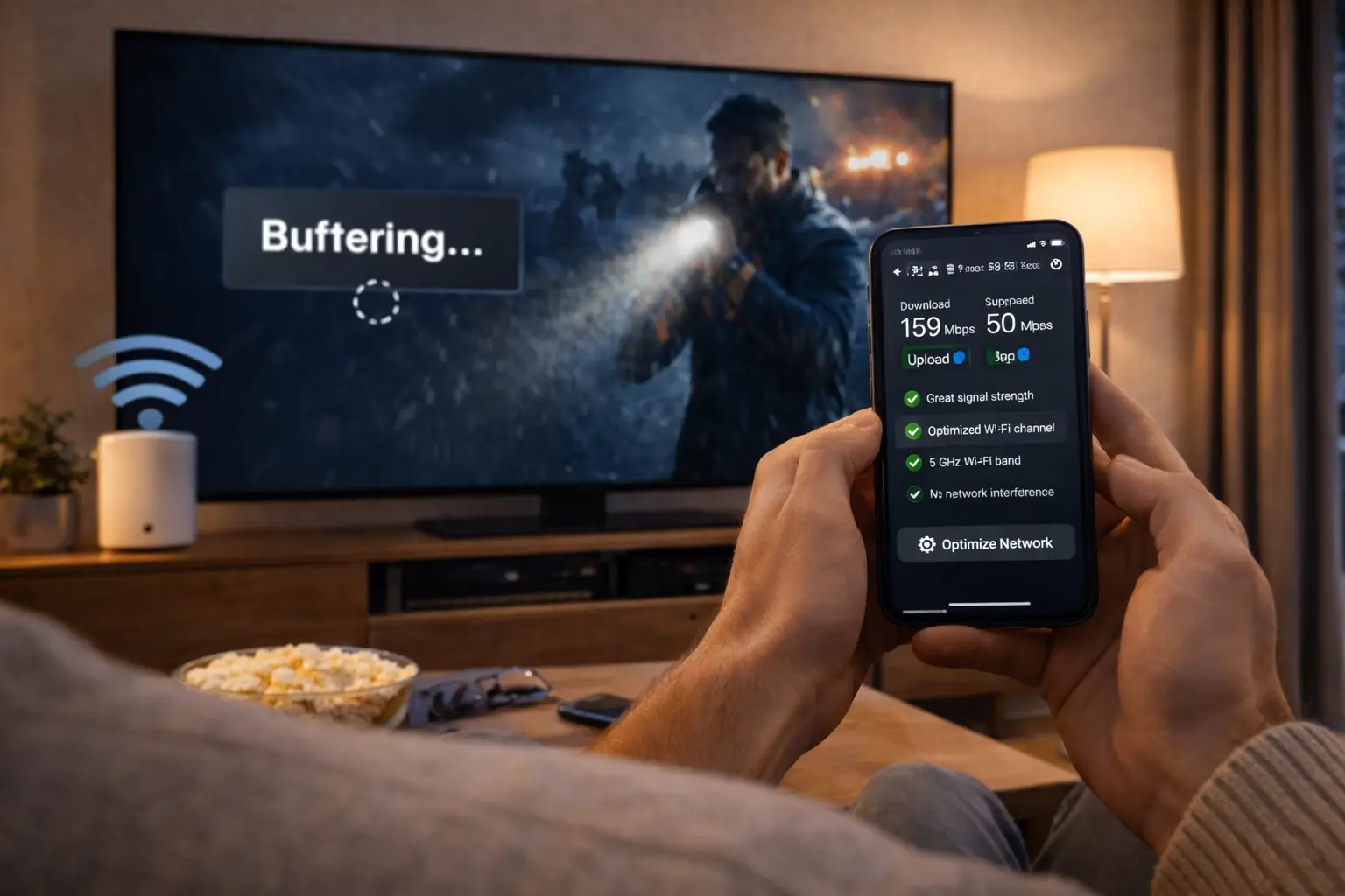 Phone with a messaging app open next to a laptop showing an e-mail to IPTV support